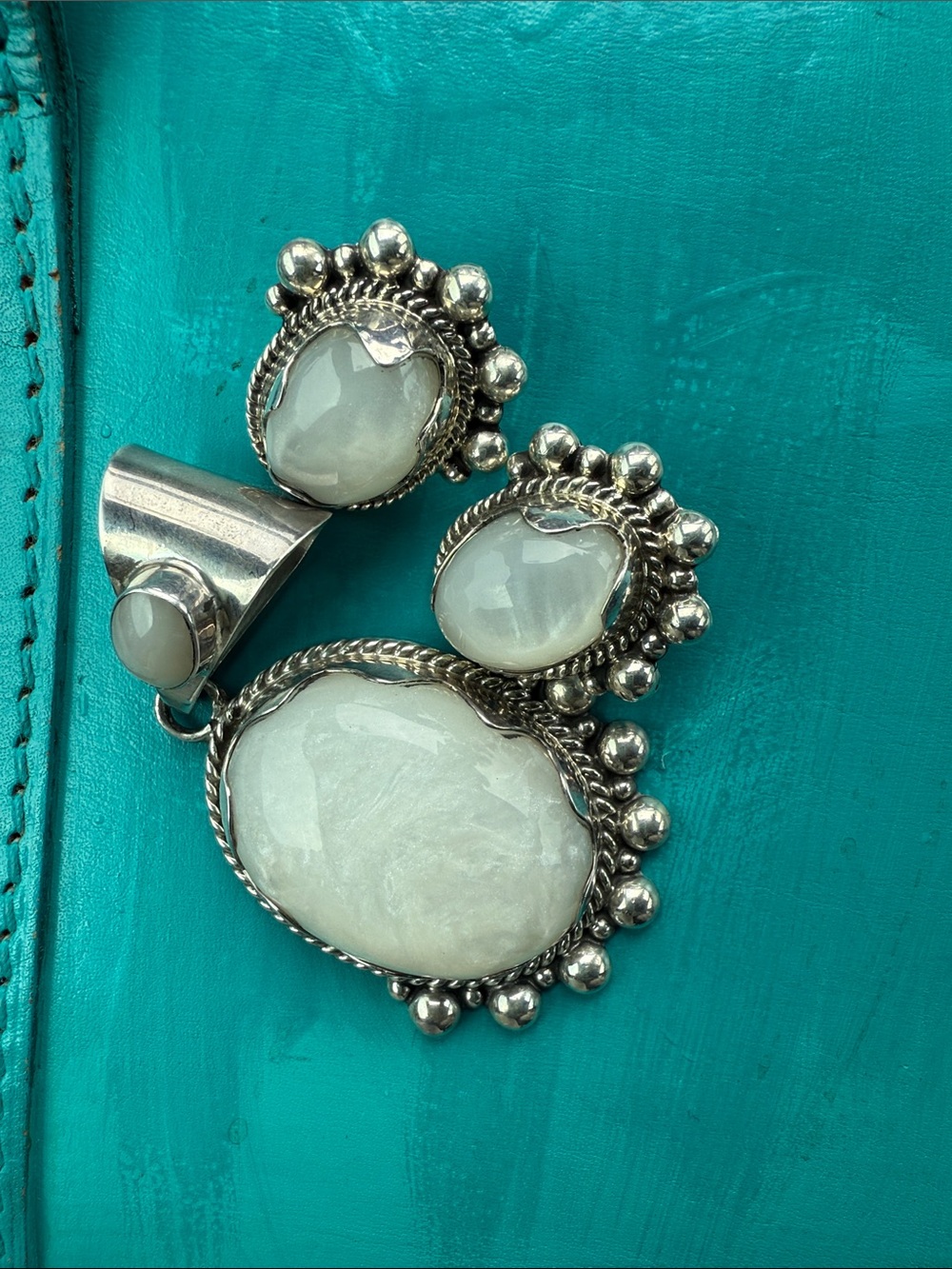 Silver Pendant with White Stone Accents - Elegant Women's Jewelry
